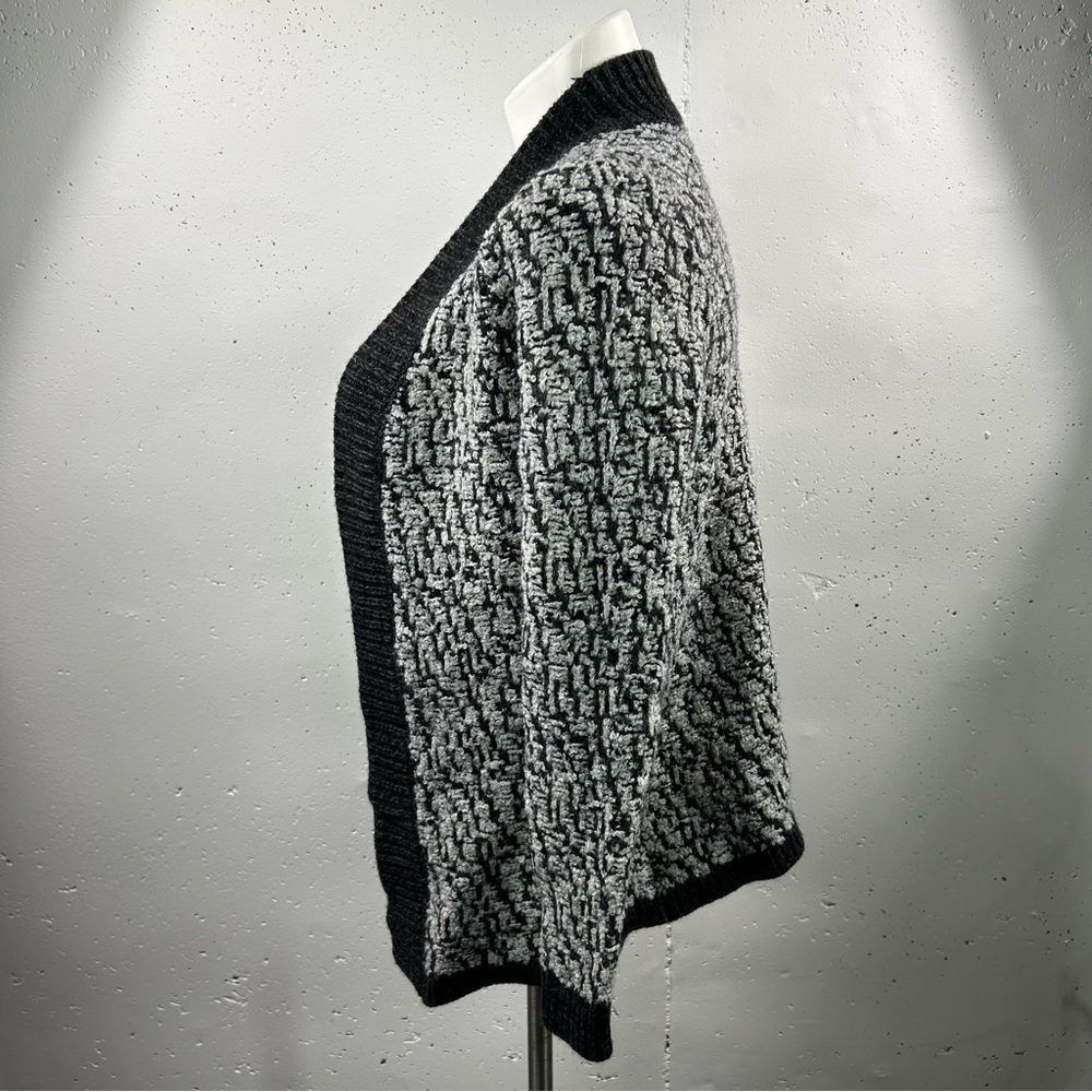 Loft Black & Grey Open Front Chunky Wool Cardigan L - Picture 4 of 8